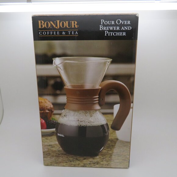 Coffee Pour Over BonJour 20 oz Glass Brewer Pitcher Hot Cold Heat Resistant - Picture 13 of 16